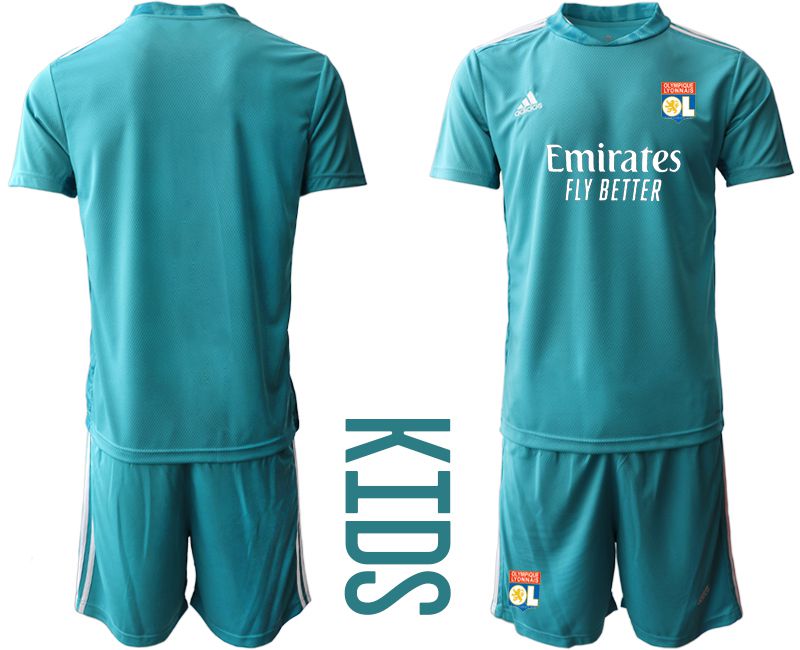 Youth 2020-2021 club Olympique Lyonnais lake blue goalkeeper Soccer Jerseys